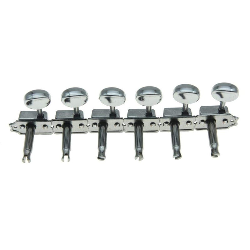 Wilkinson Deluxe 6 Inline Vintage Guitar Tuners with Split Post Guitar Tuning Keys Peg Machine Heads for Strat/Tele Guitars Chrome - Image 3